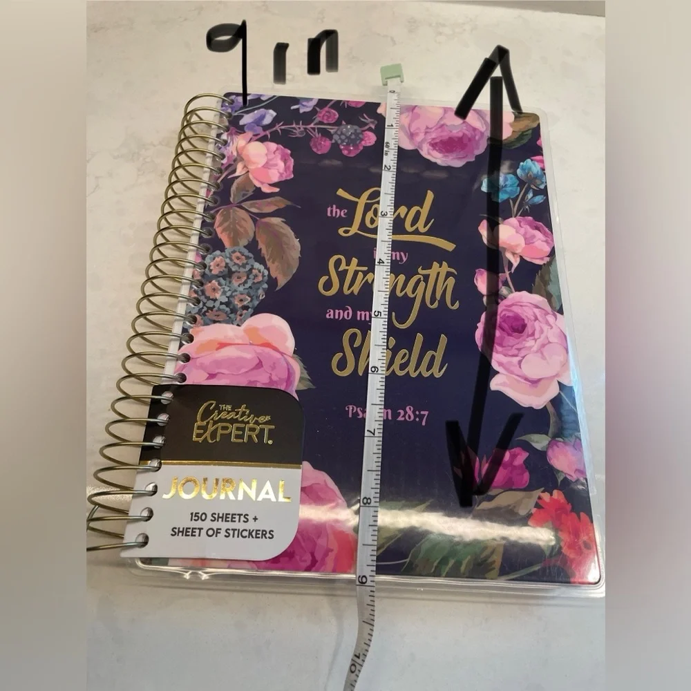 Blue and Pink Floral Print Inspirational Laminated Hard Cover‎ Spiral Journal